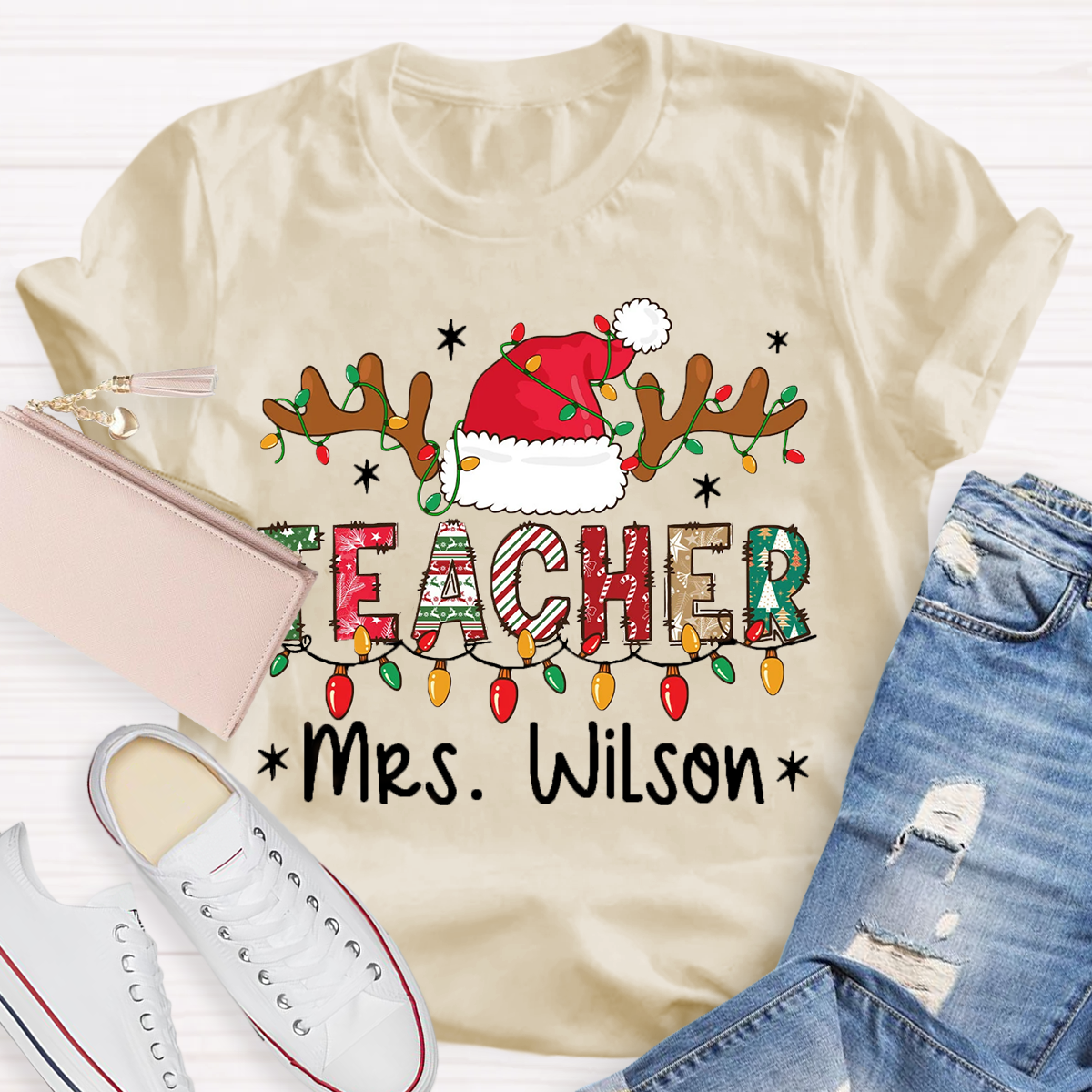 Personalized Name Teacher Light T-Shirt