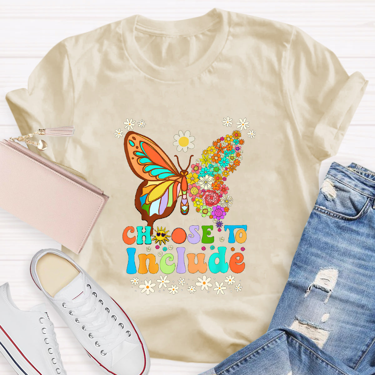 Choose To Include Floral Butterfly Teacher T-Shirt