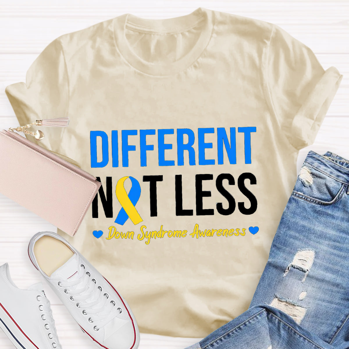 Different Not Less Down Syndrome Awarenes T-Shirt