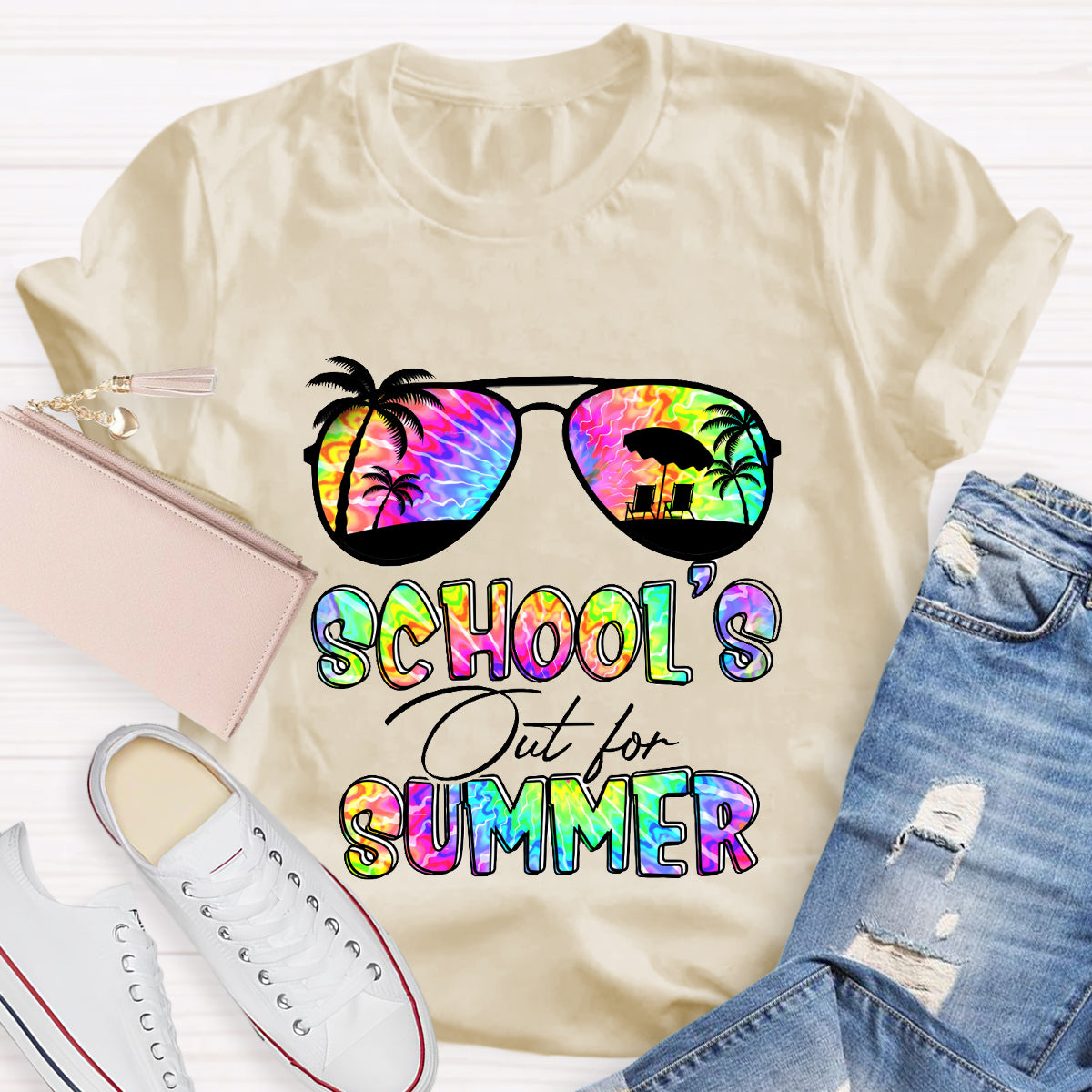 School's Out For Summer Colorful Beach Happy Summer T-Shirt