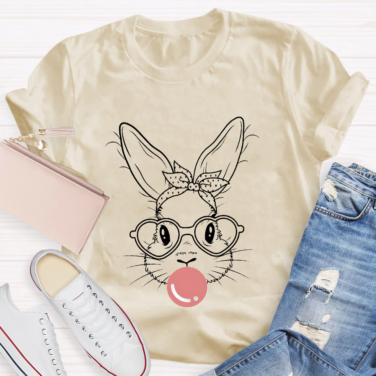 Bunny With Leopard Bandana T-Shirt