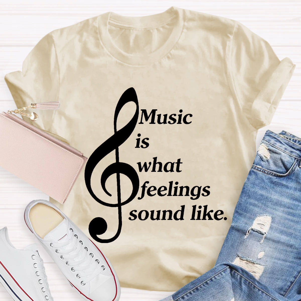 Music Is What Feelings Sound Like Teacher T-Shirt