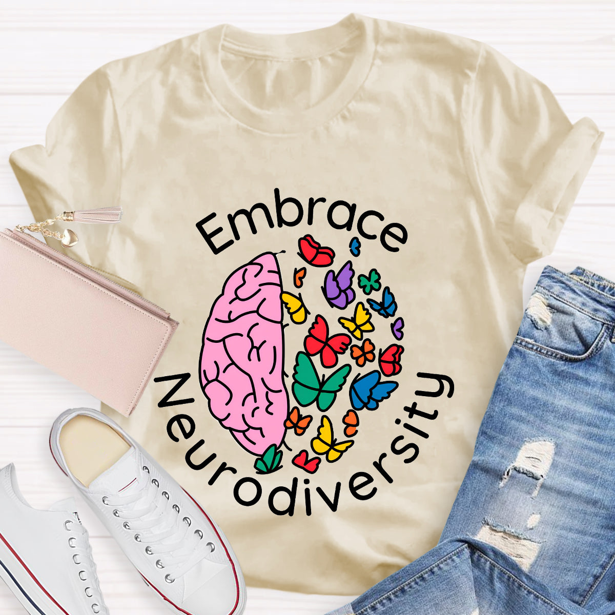 Embrace Neurodiversity Brain Butterfly T-Shirt