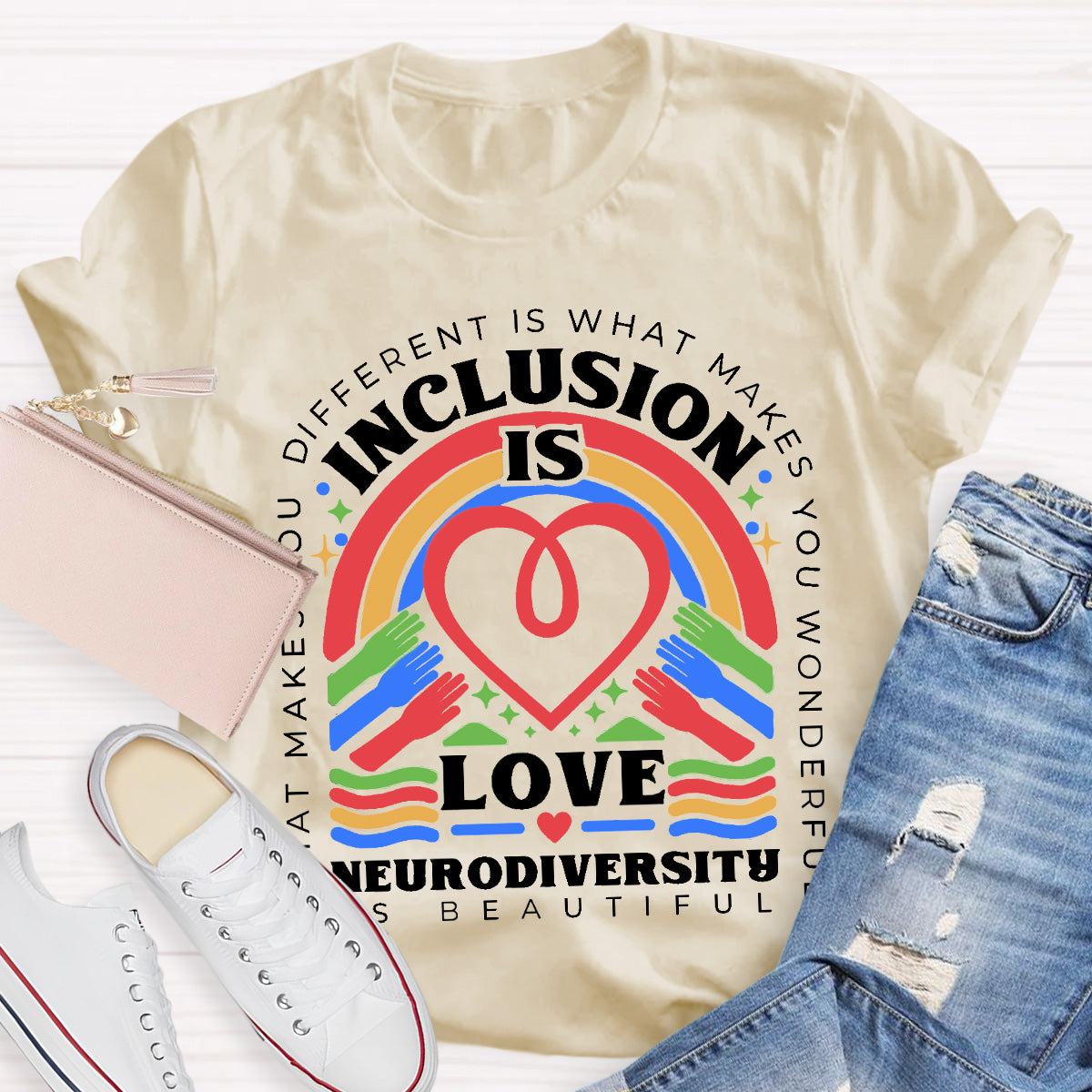 Inclusion Is Love Neurodiversity Teacher T-Shirt