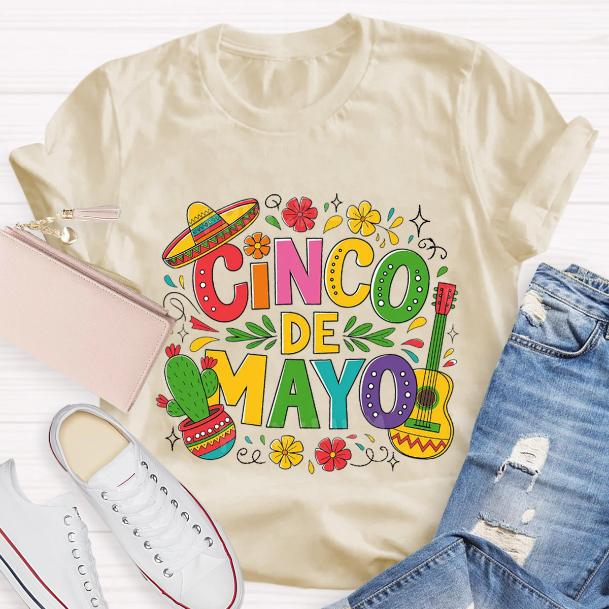 Cinco De Mayo Red Flower Teacher T-Shirt