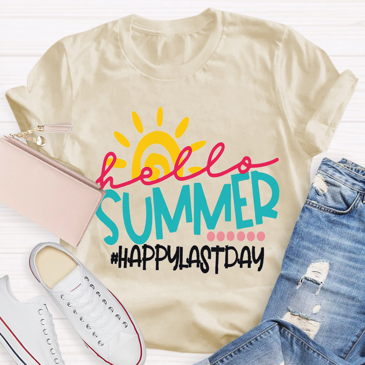 Hello Summer Teacher Graphic Tee Shirt