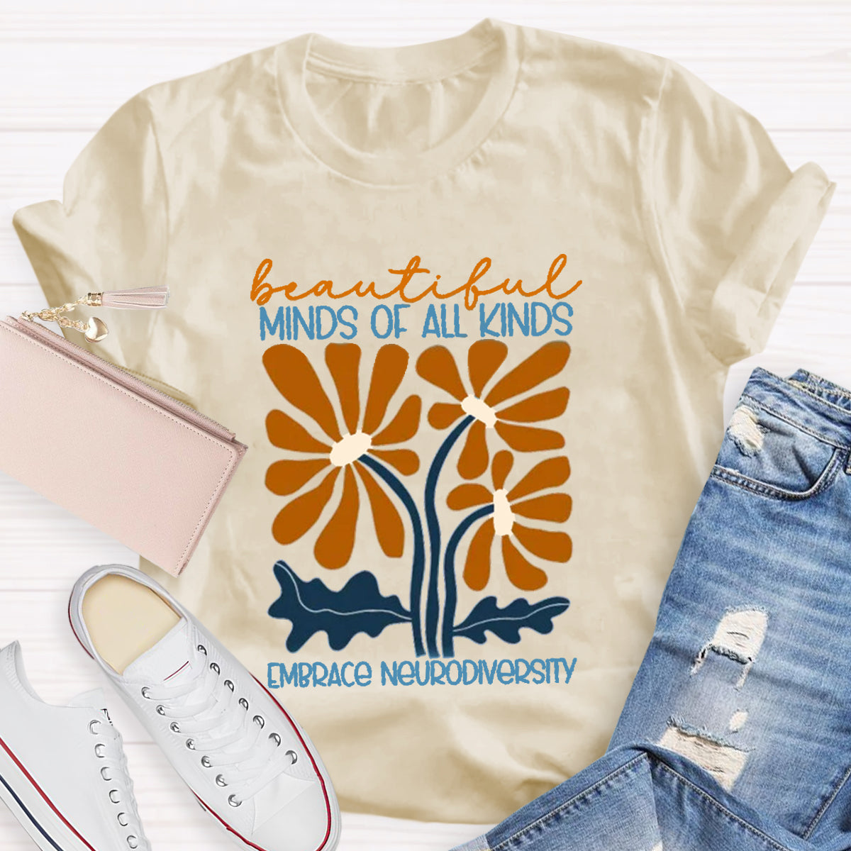Beautiful Minds Of All Kinds Embrace Neurodiversity Teacher T-Shirt