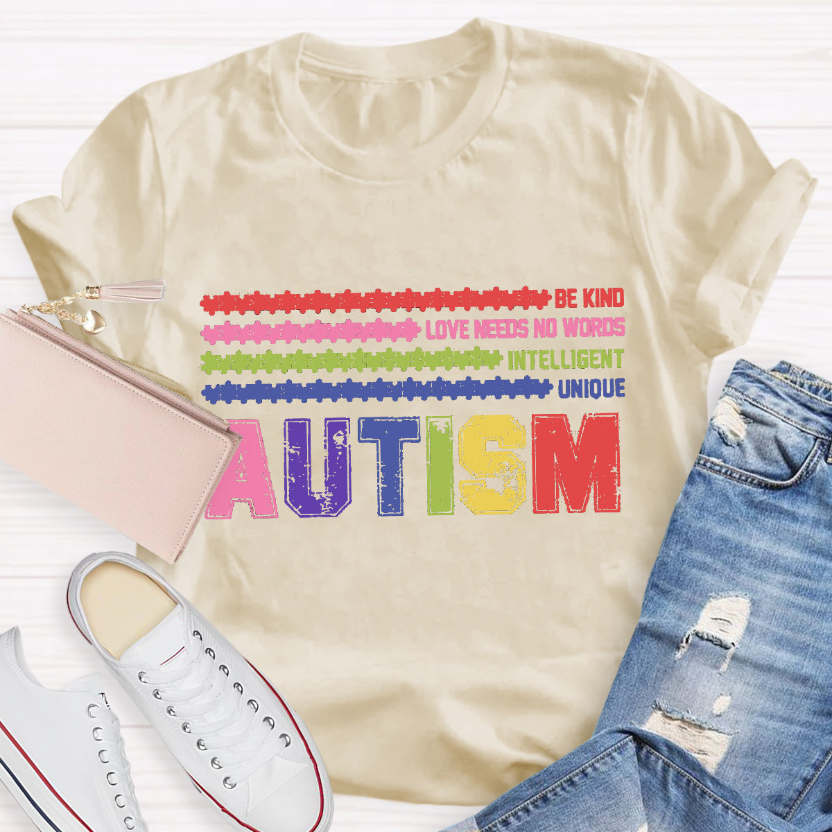 Autism Be Kind Love Need No Worlds Intelligent Unique  T-Shirt