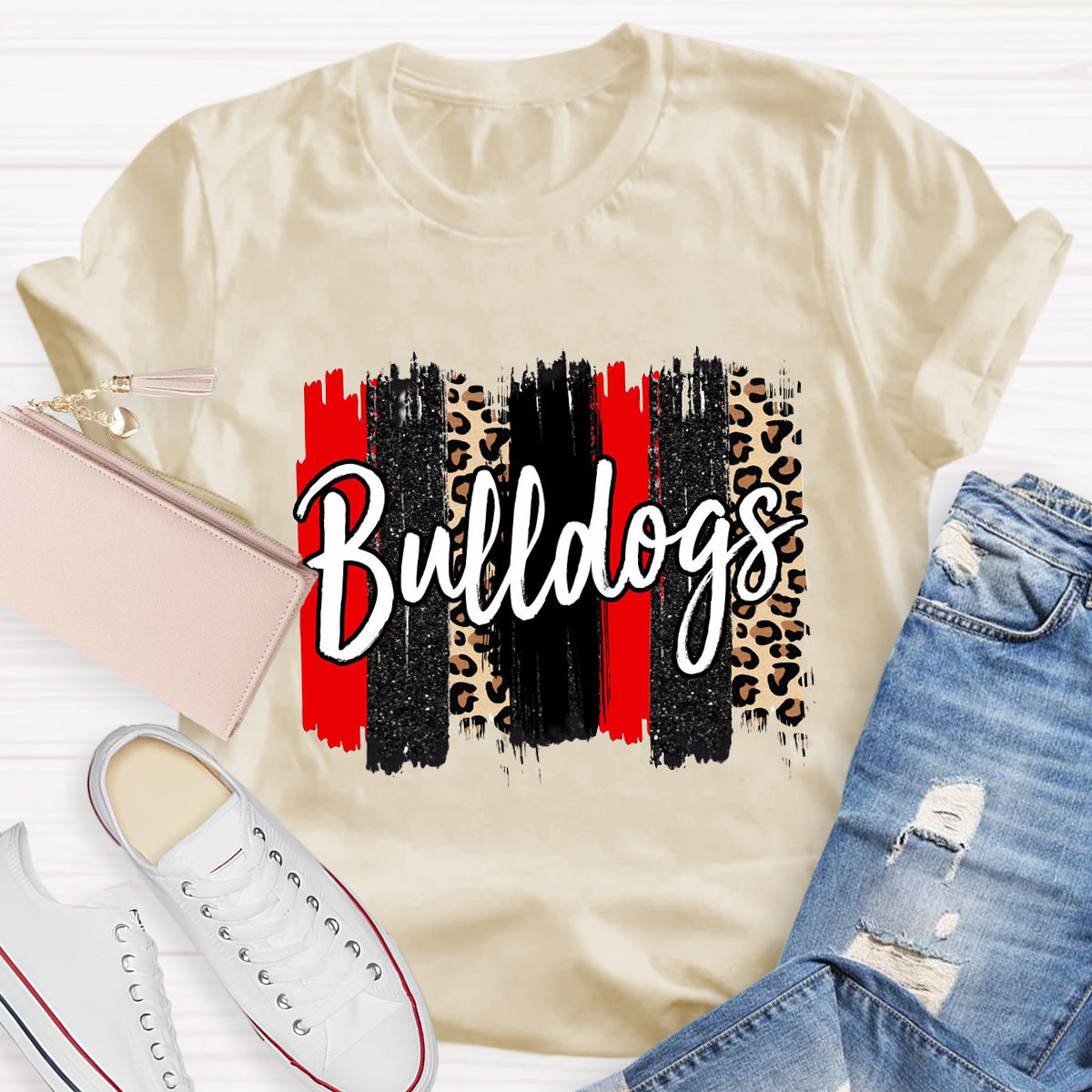 Personalized Team Mascot Red Leopard Teacher T-Shirt