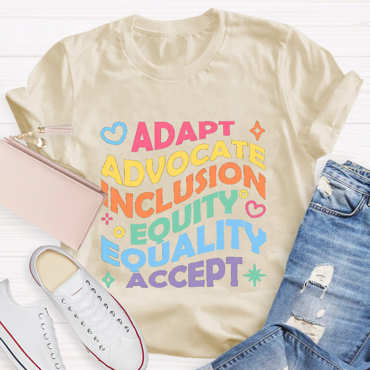 Adapt  Advocate  Accept Teacher T-Shirt