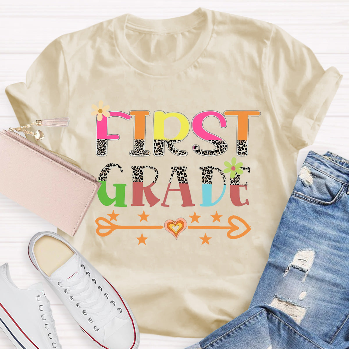 Personalized Grade Love Star Teacher T-Shirt