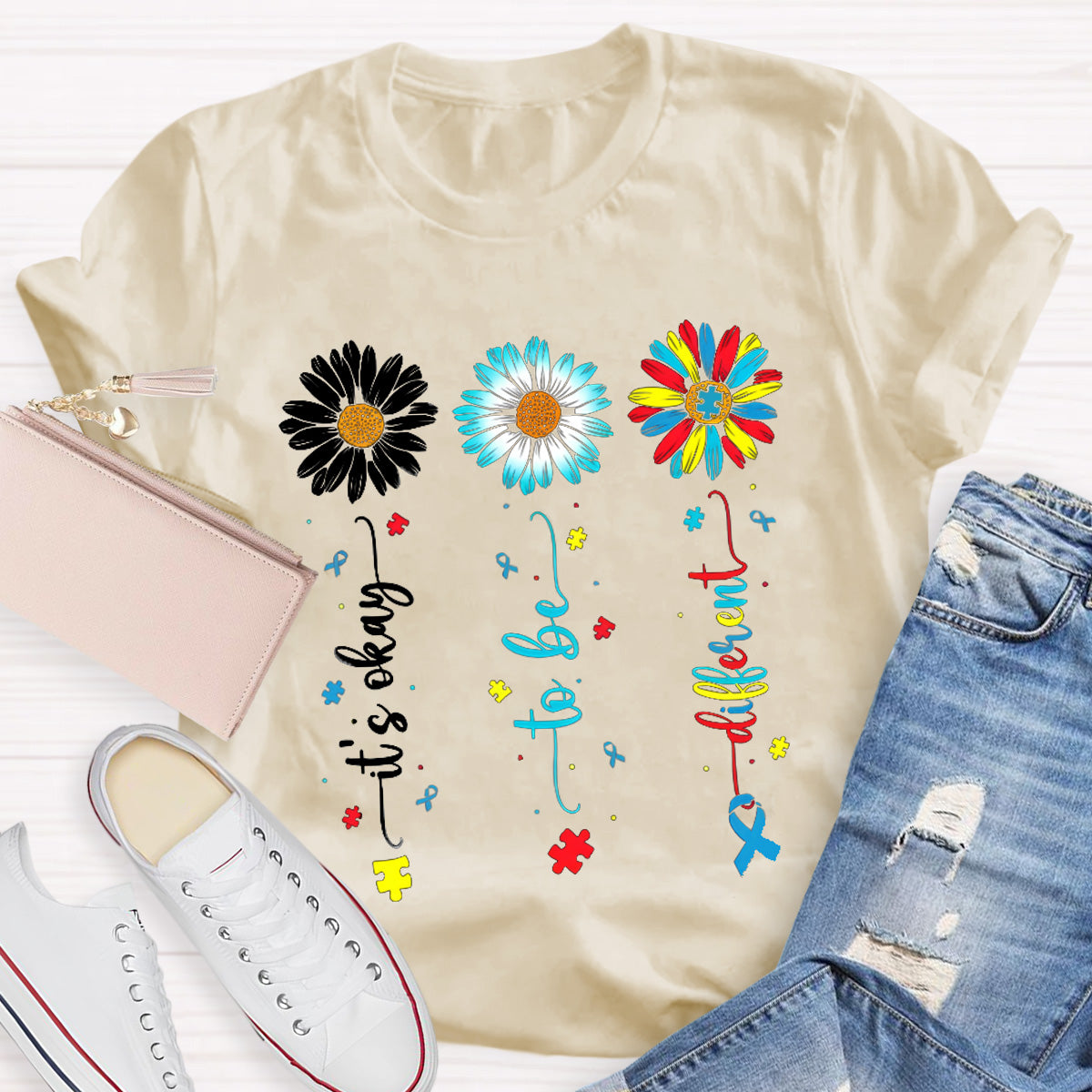 It's OK To Be Different Flower Teacher T-Shirt