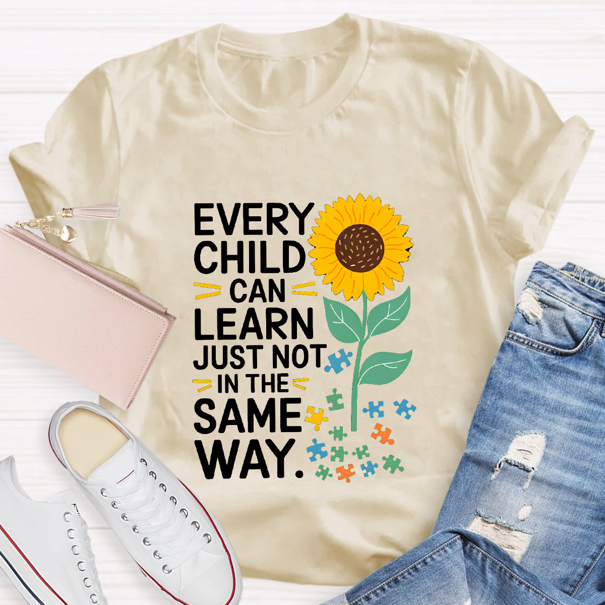 Every Child Can Learn Just Not In The Same Way Sunflower T-Shirt
