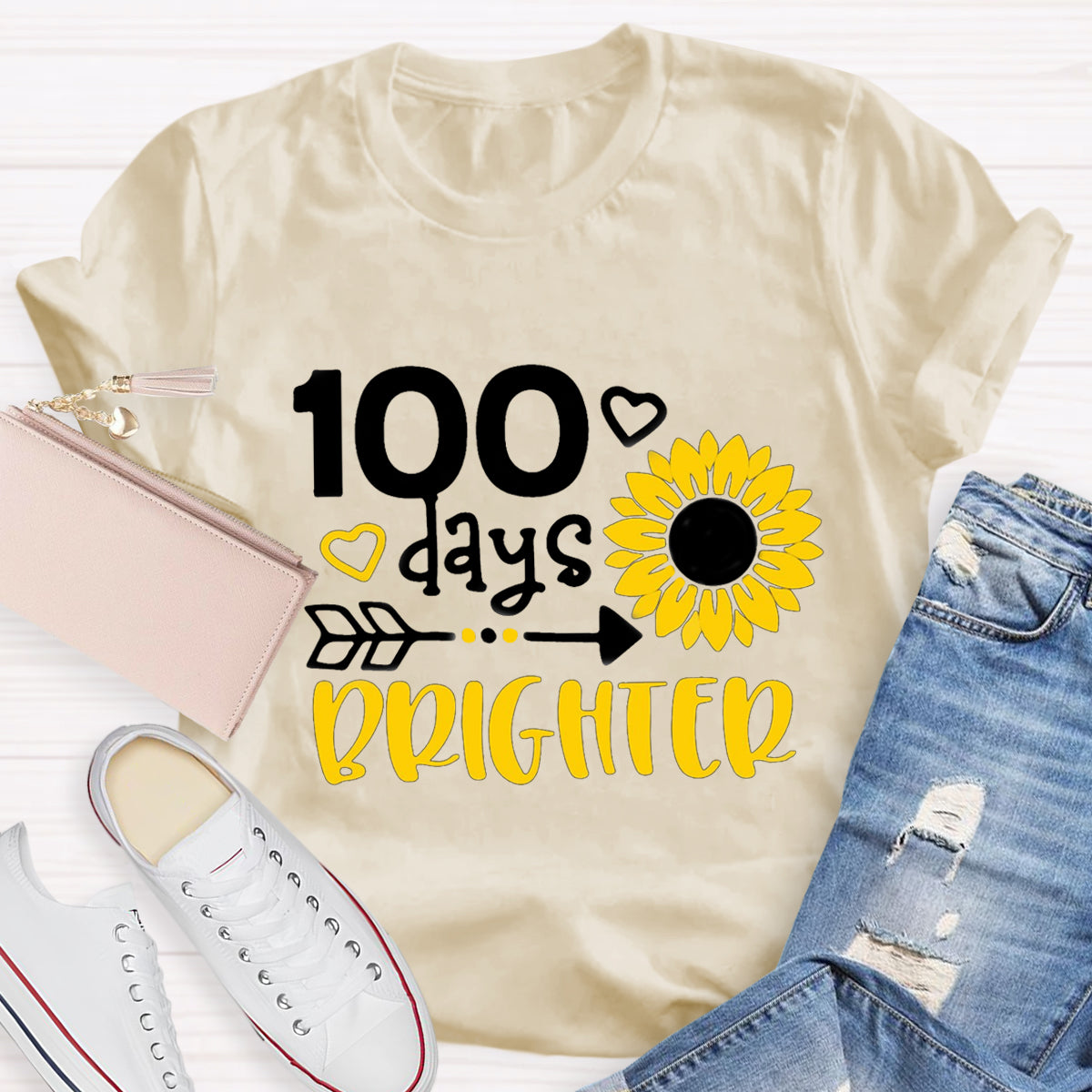 100 Days Brighter Sunflower T-Shirt