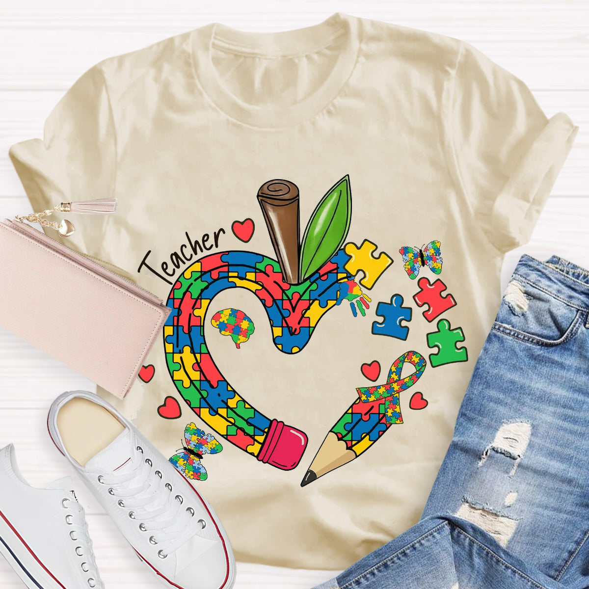Teacher Apple Pencil Teacher T-Shirt