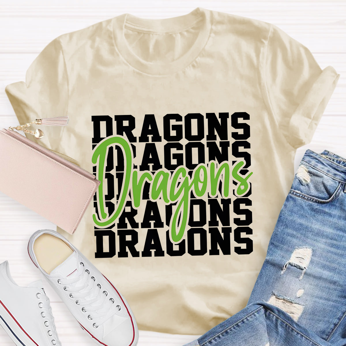 Personalized Mascot Game Day Dragons Teacher T-Shirt