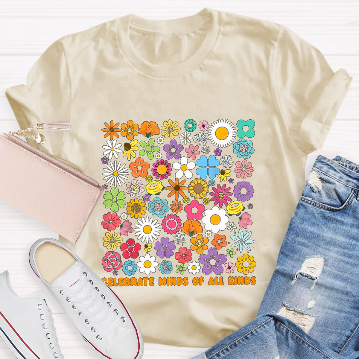 Colorful Flower Celebrate Minds of All Kinds T-Shirt