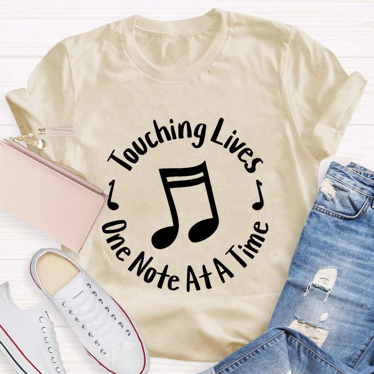 Touching Lives One Note At A Time Music Teacher T-Shirt