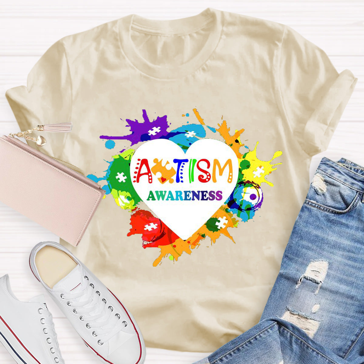 Awareness Colorful Teacher T-Shirt