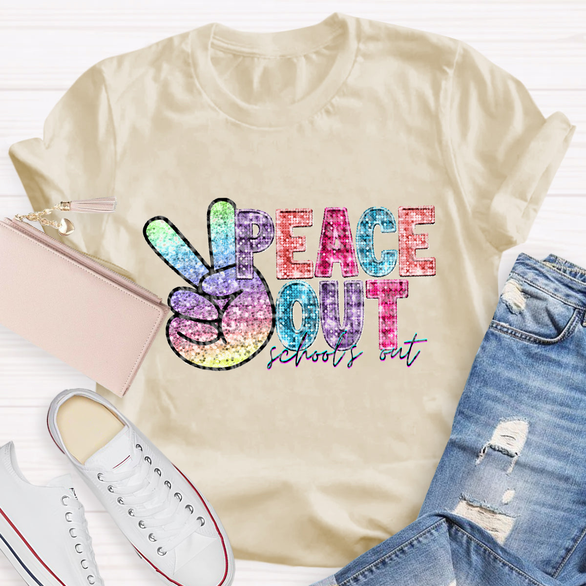 Peace Out Last Day Of School Teacher T-Shirt