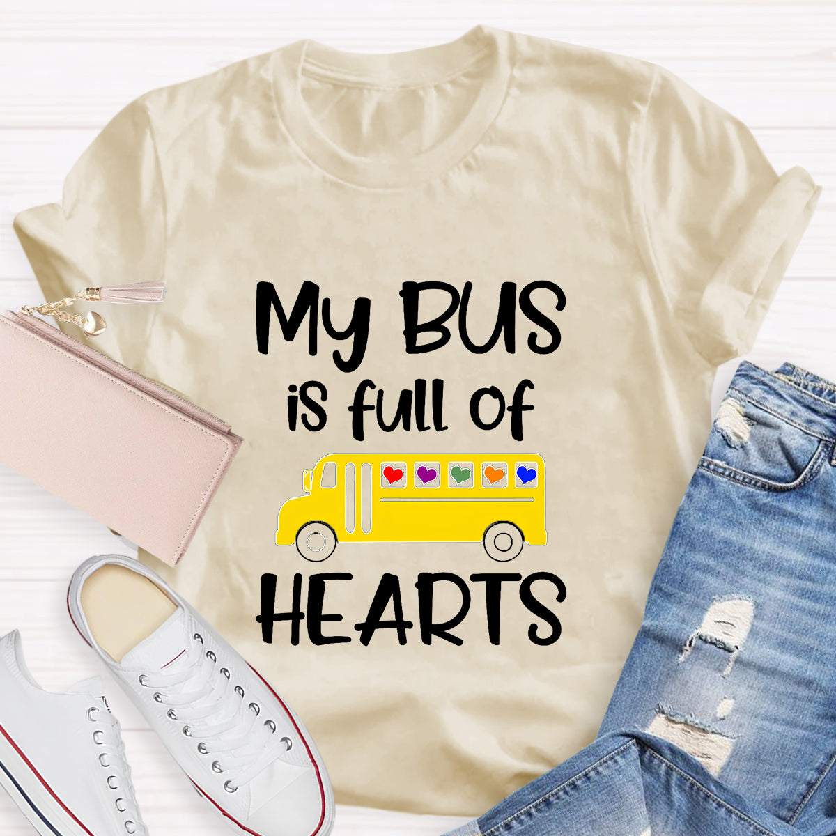 My Bus Is Full Of Hearts Teacher T-Shirt