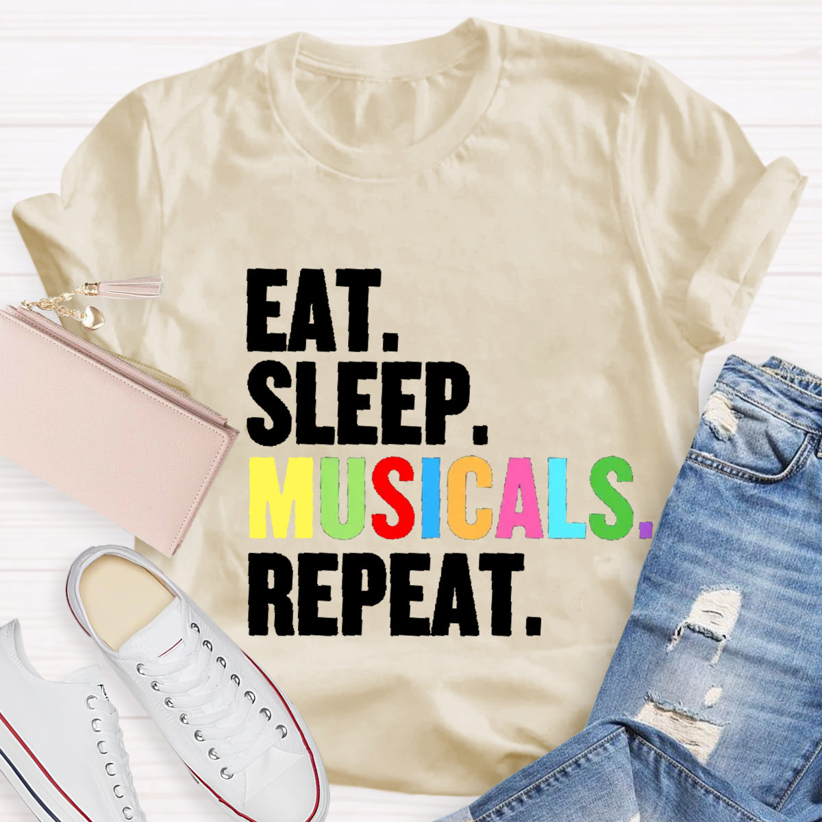 Eat Sleep Musicals Repeat  Teacher T-Shirt