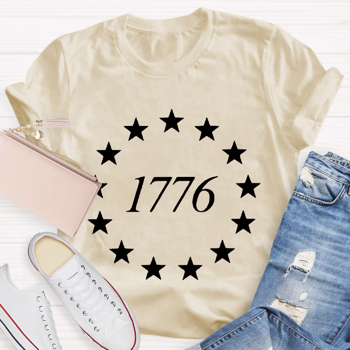 Black Star 1776 Teacher T-Shirt