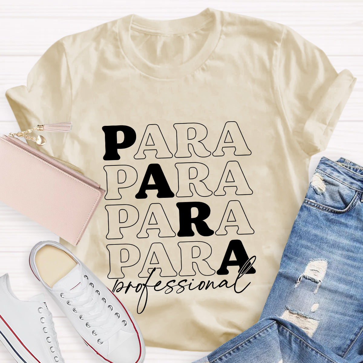 Para Profession Black Letters Teacher T-Shirt