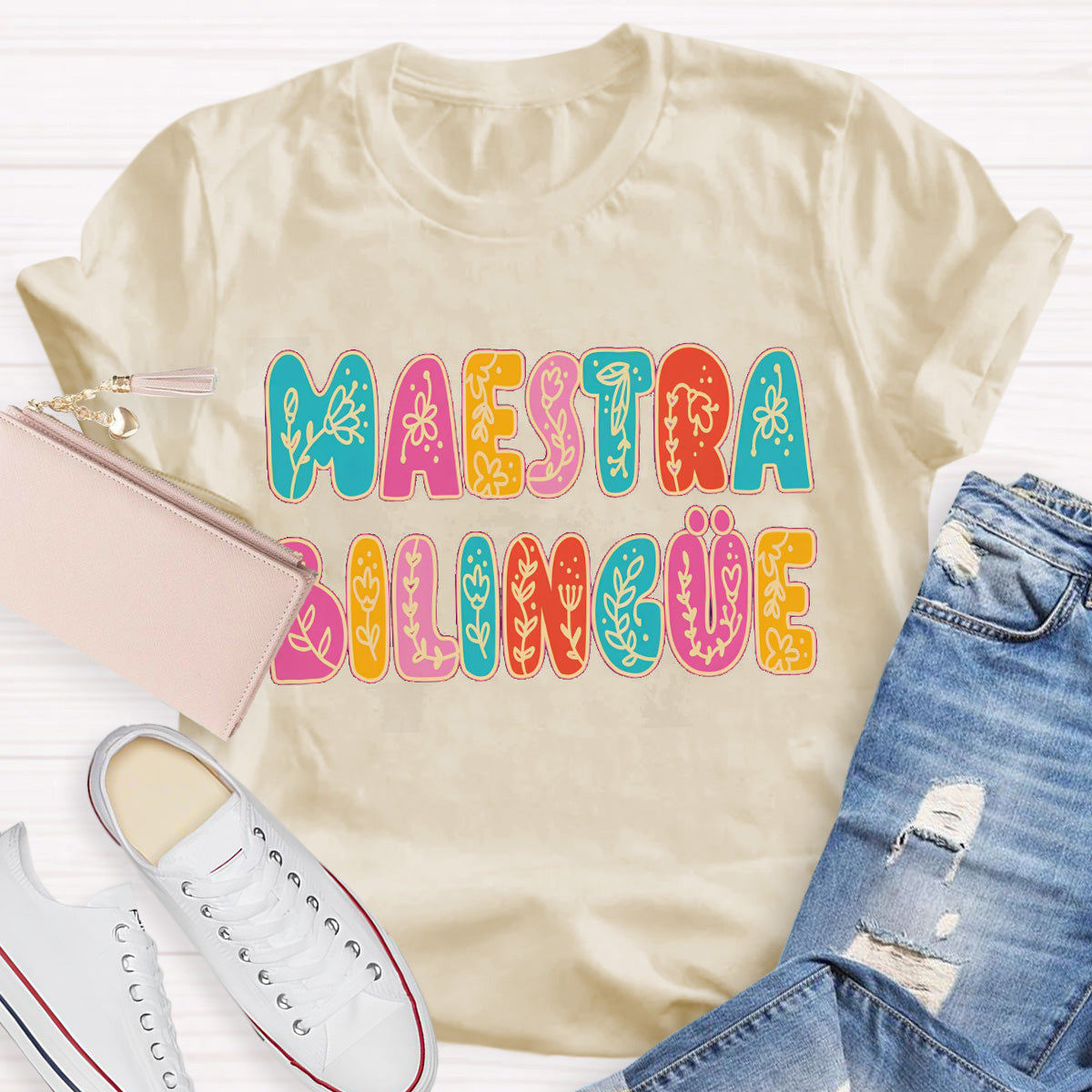 Maestra Flower Teacher T-Shirt