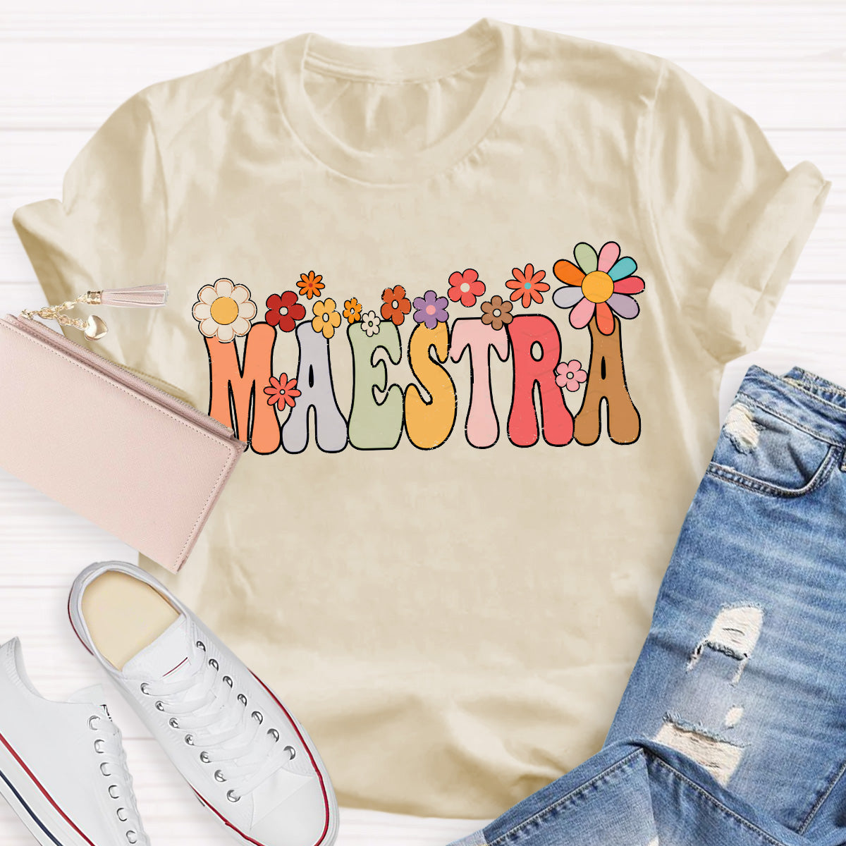 Maestra Flower Teacher T-Shirt