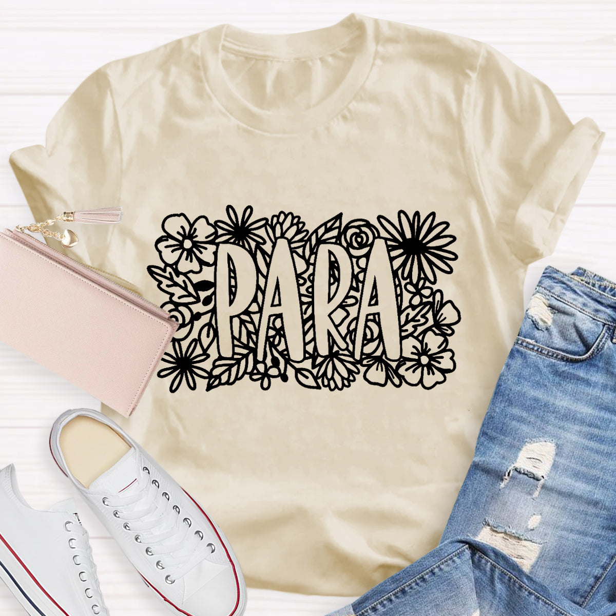 Floral Para Teacher T-Shirt