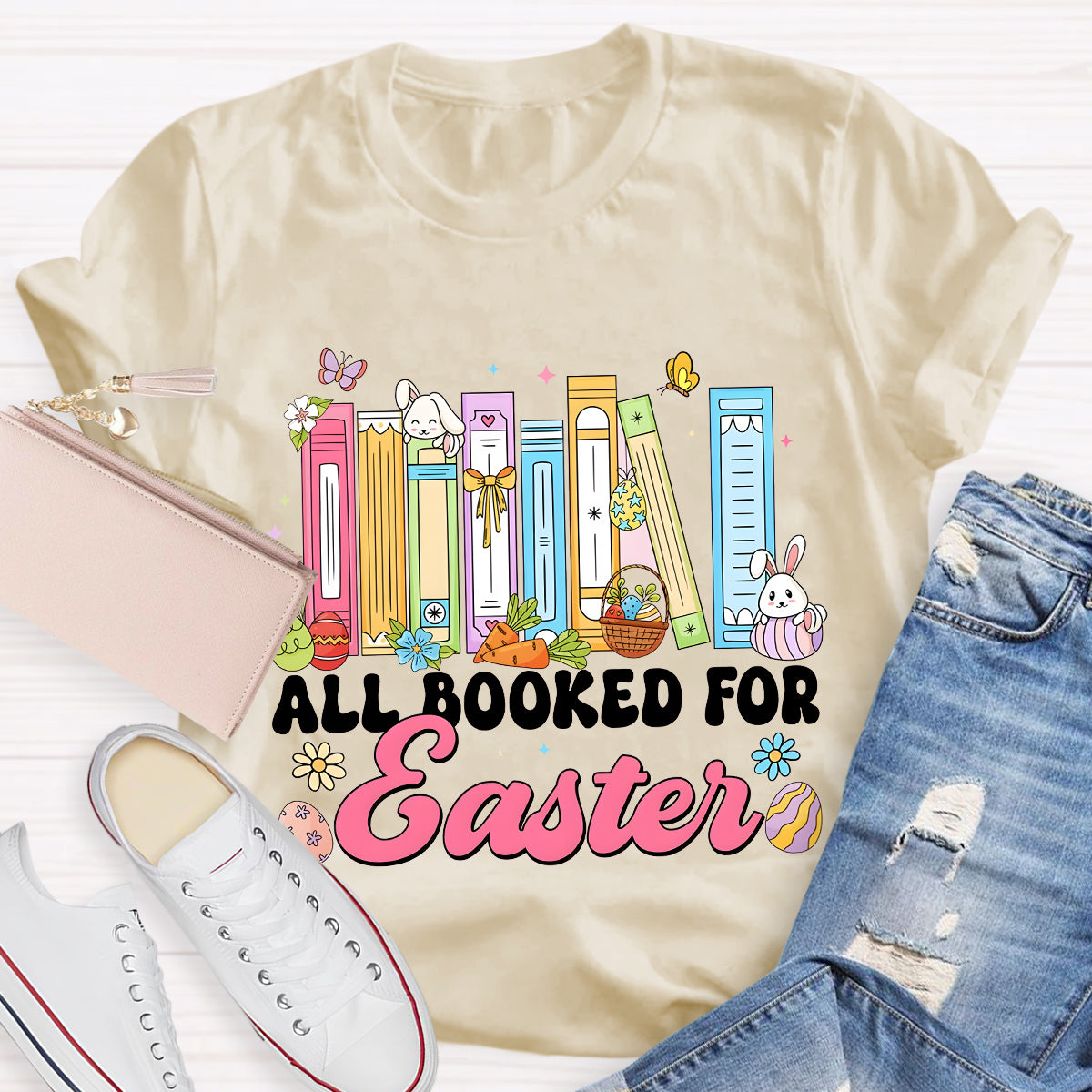 All Booked for Easter Teacher T-Shirt