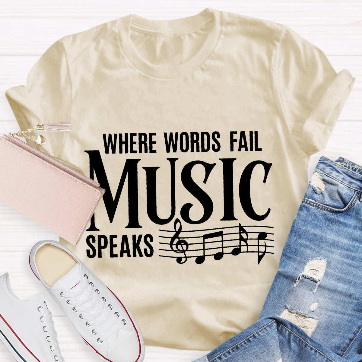Where Words Fail Music Speaks Teacher T-Shirt