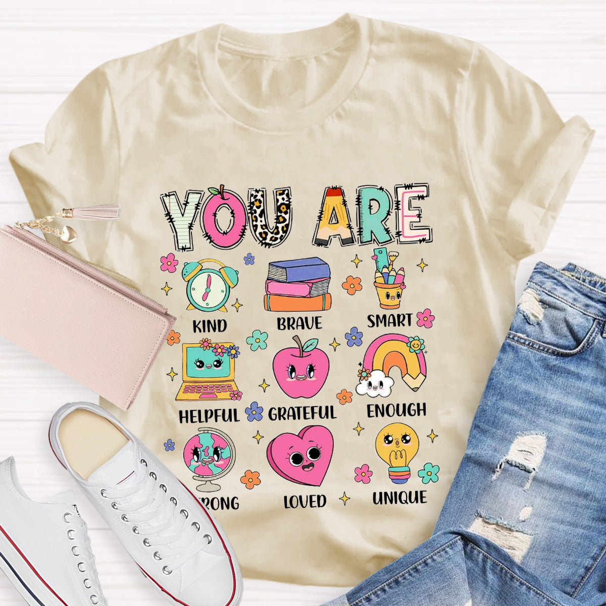 You Are Kind Brave Smart Helpful And Brave Teacher T-Shirt