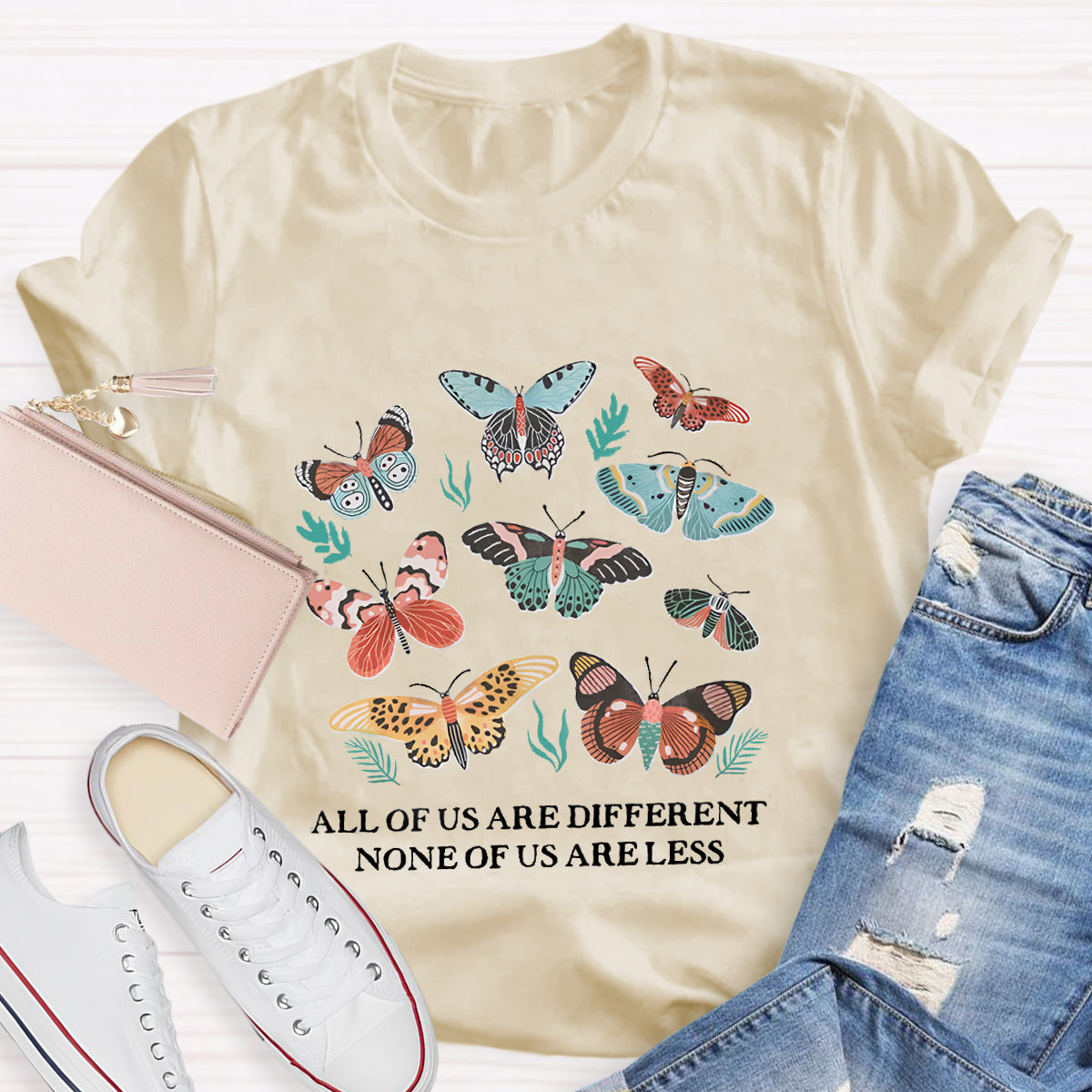 All Of Us Are Different None Of Us Are Less Butterfly T-Shirt