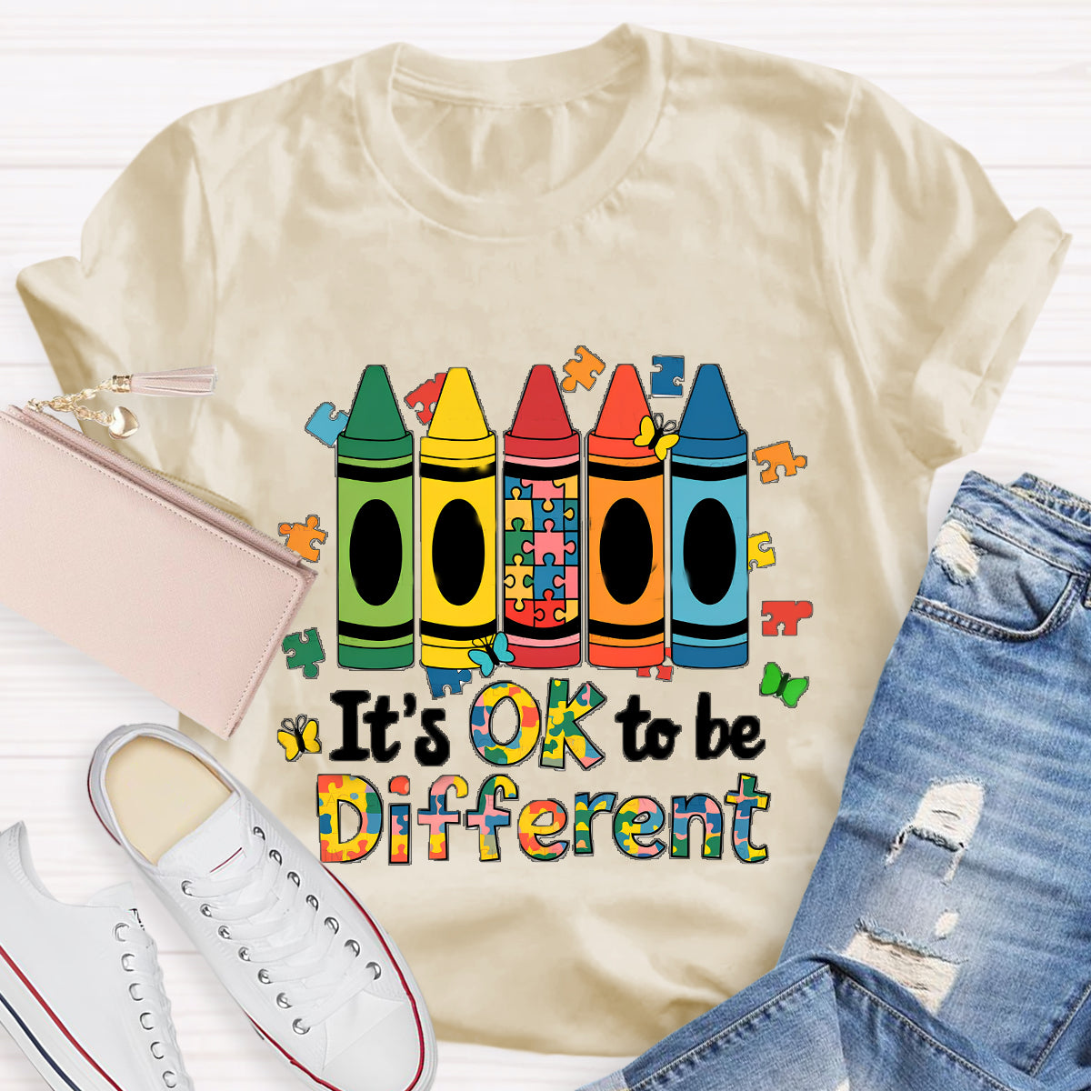 It's Ok To Be Different Colored Crayons T-Shirt