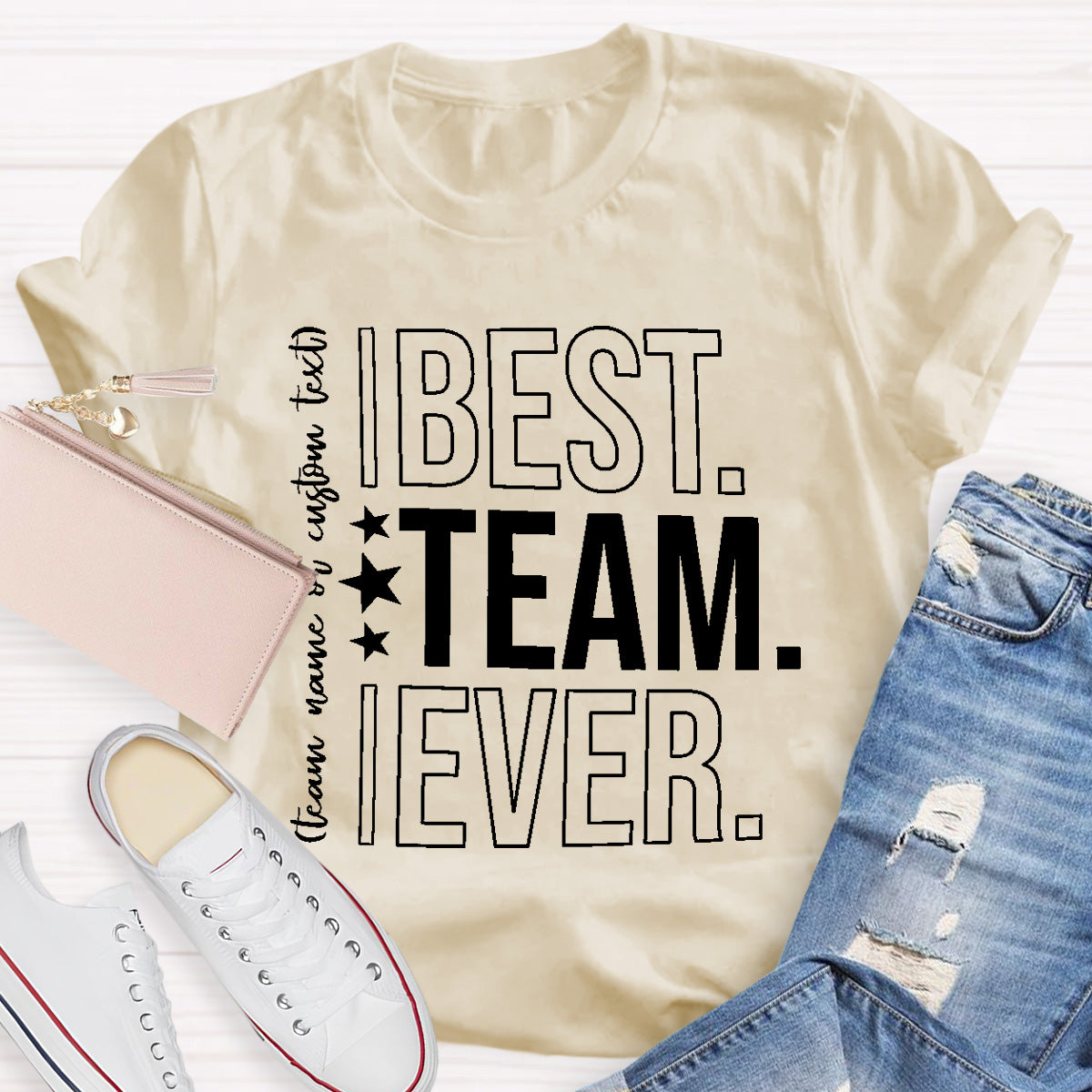 Personalized Best Team Ever Star Printed T-Shirt