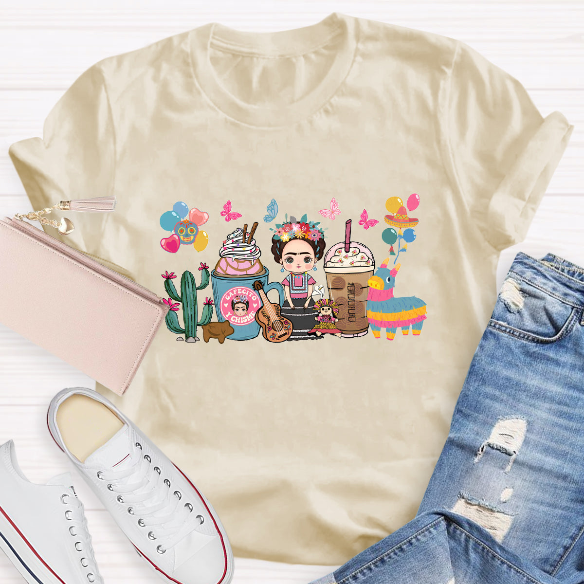 Spanish Teacher Coffee Butterfly T-Shirt