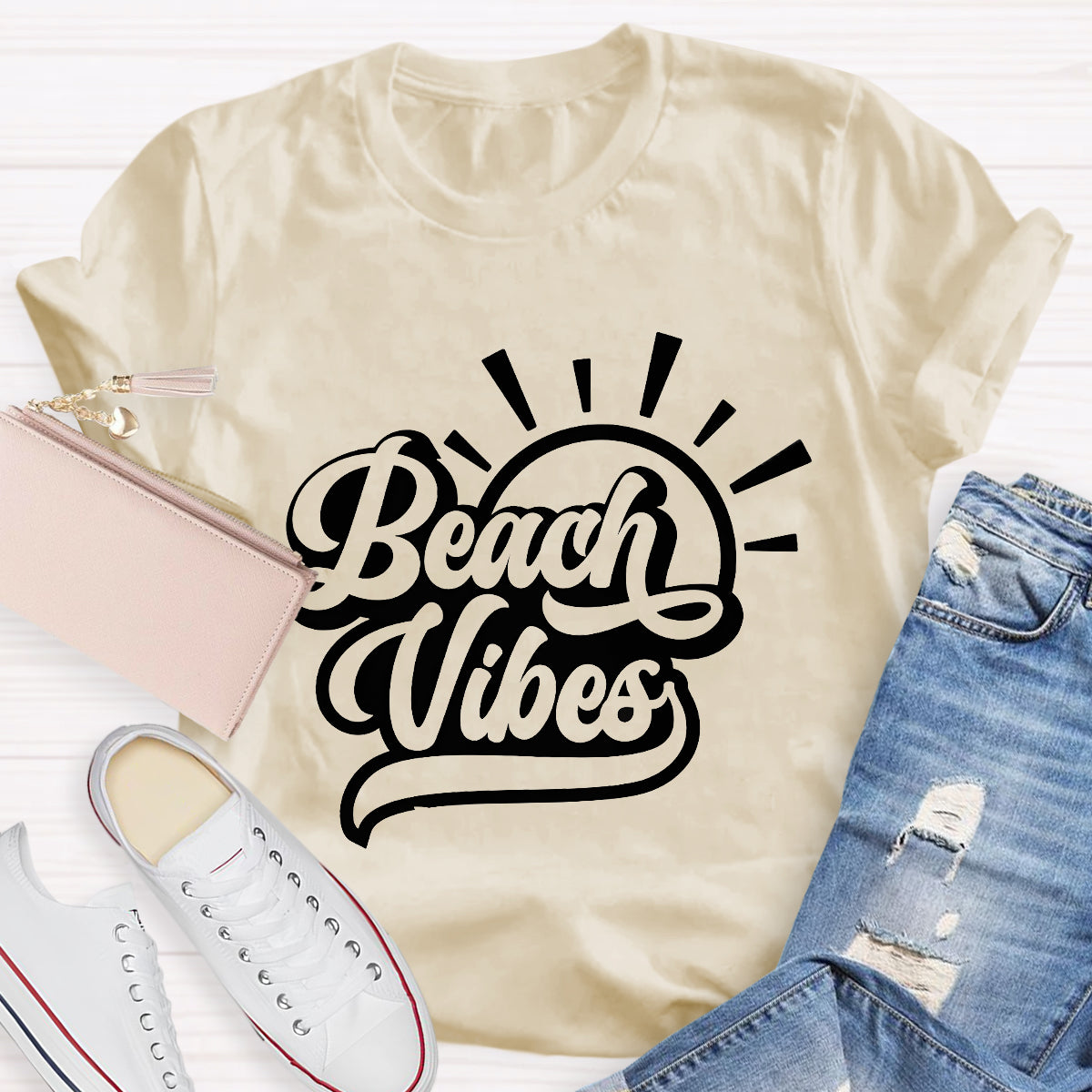 Beach Vibes Summer Break Teacher T-Shirt