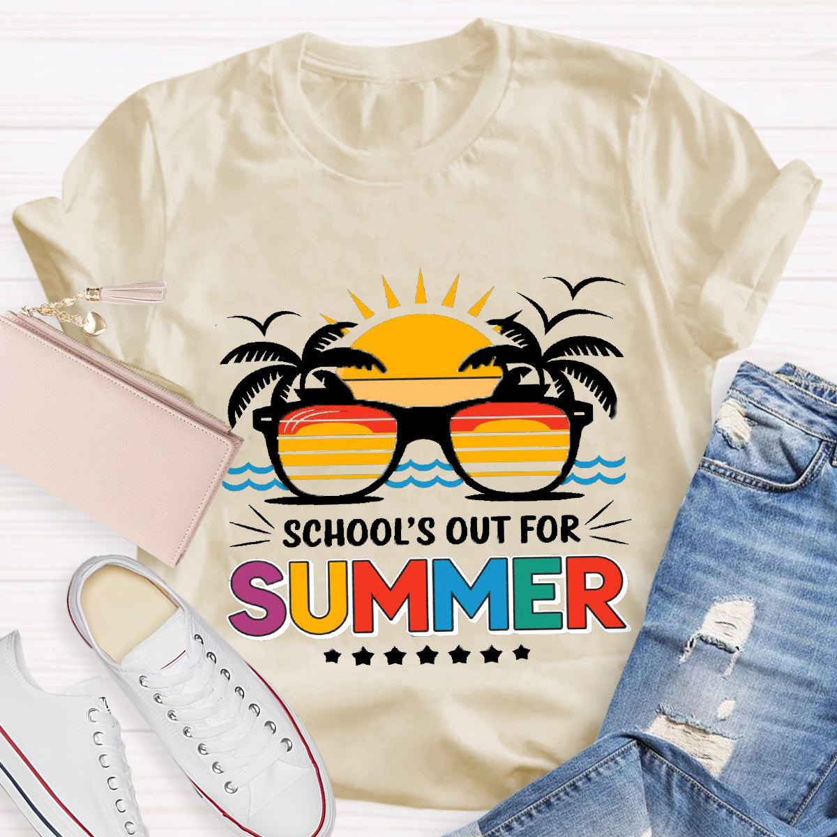 School's Out For Summer Sunglasses T-Shirt