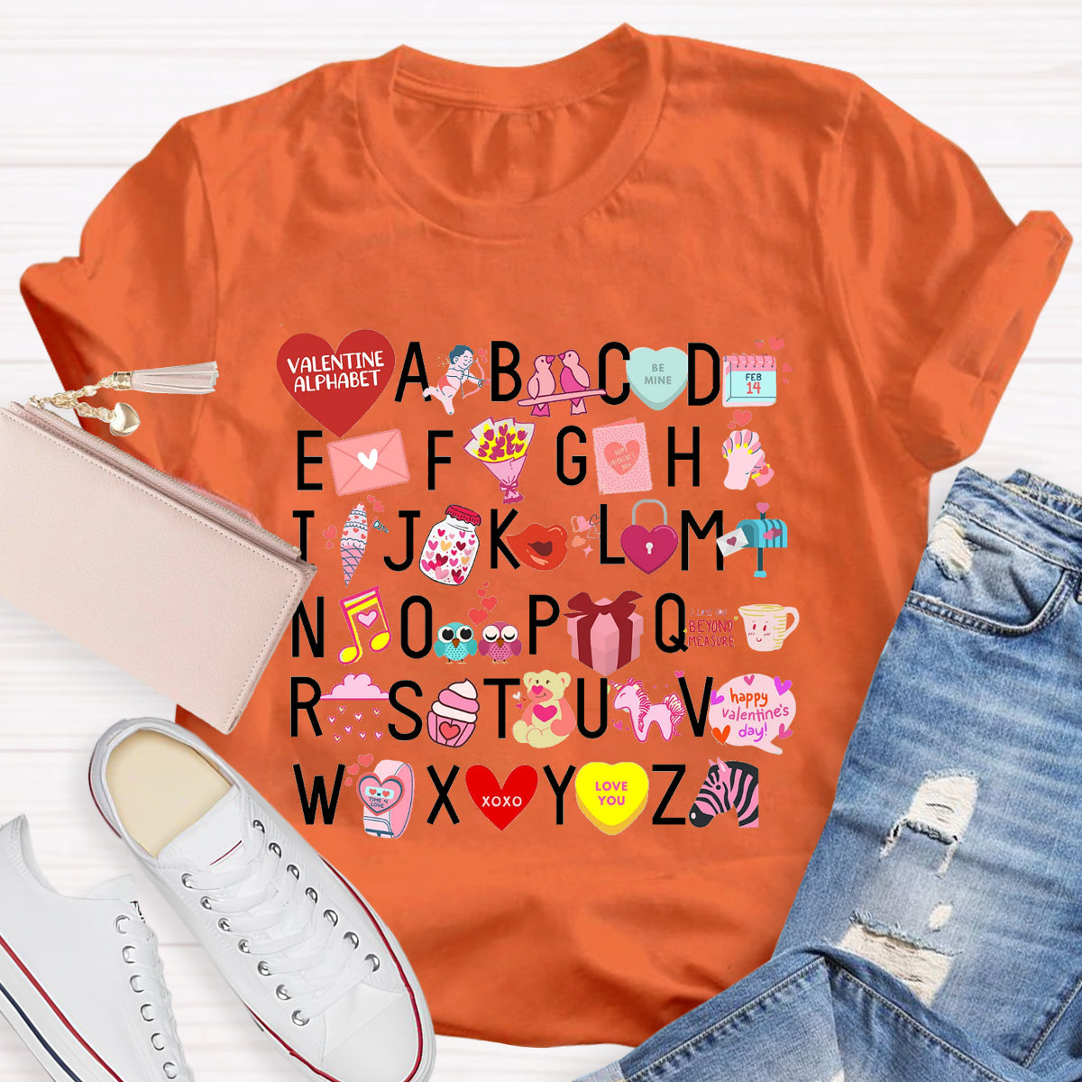 Valentine Alphabet Teacher T-Shirt