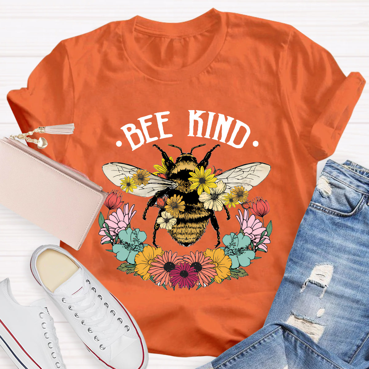 Bee Kind Floral Teacher T-Shirt