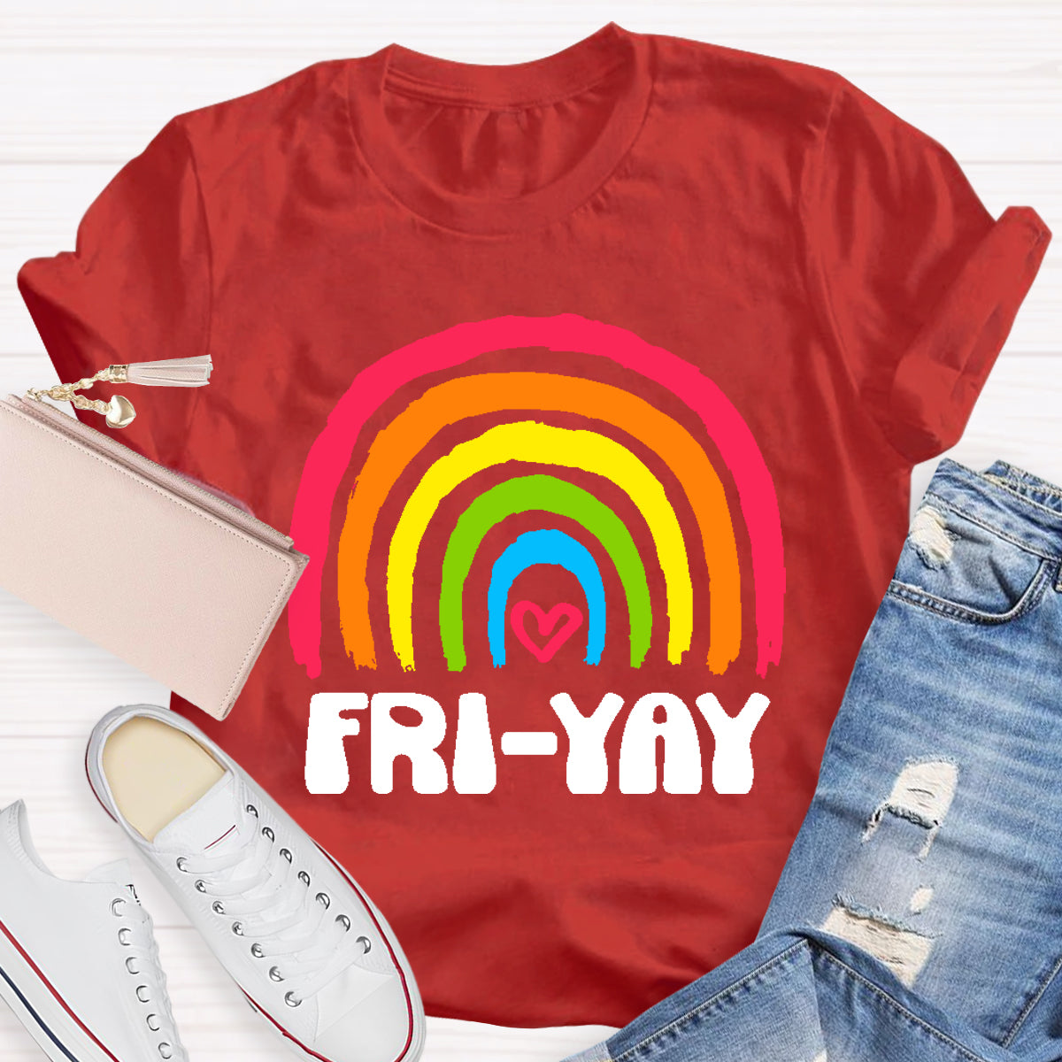Friyay Rainbow Teacher T-Shirt