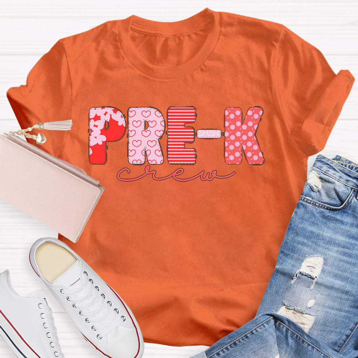 Valentine's Pre-K Crew Teacher T-Shirt