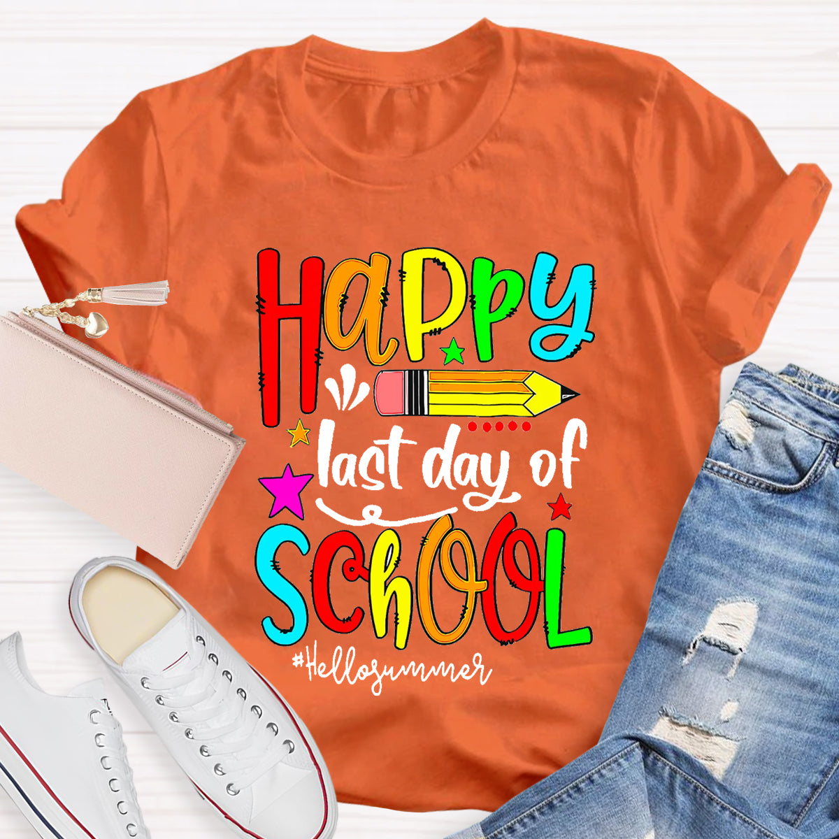 Happy Last Day Of School Hello Summer Teacher T-Shirt