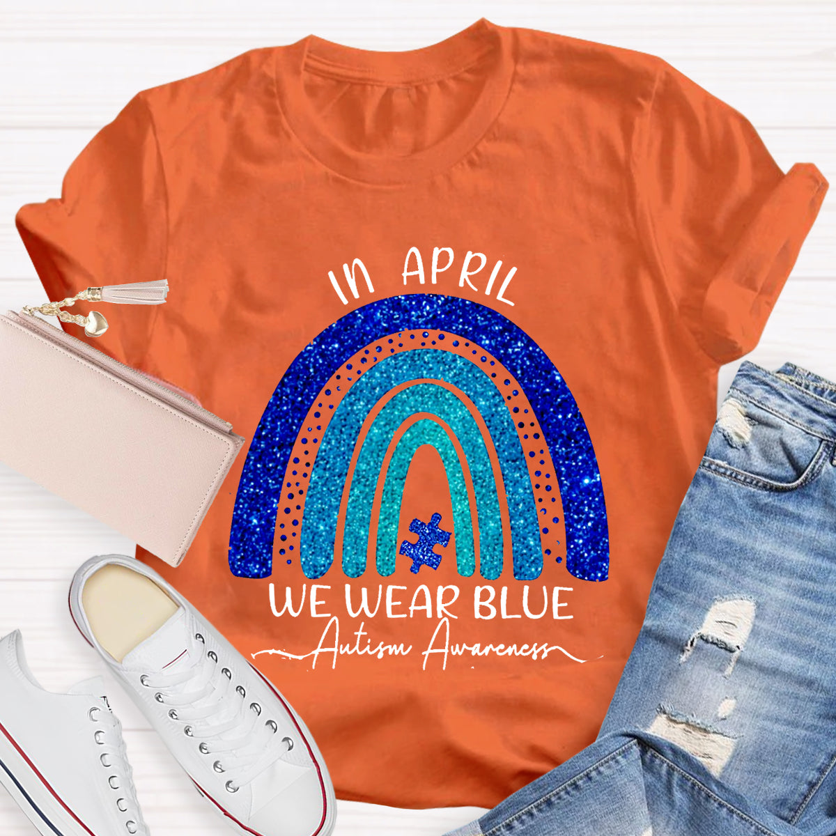 In April We Wear Blue Autism Awareness T-Shirt