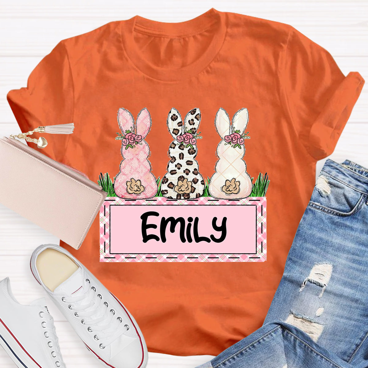 Personalized Name Teacher Easter Bunny T-Shirt