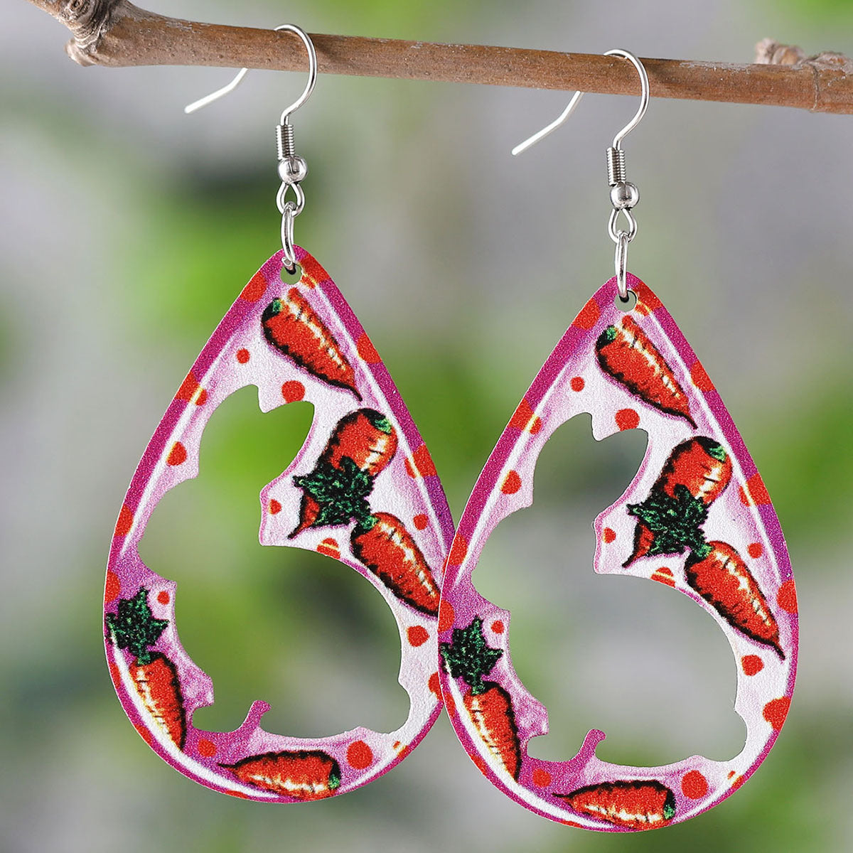 Easter Egg Basket Dwarf Colorful Rabbit Carrot Earrings