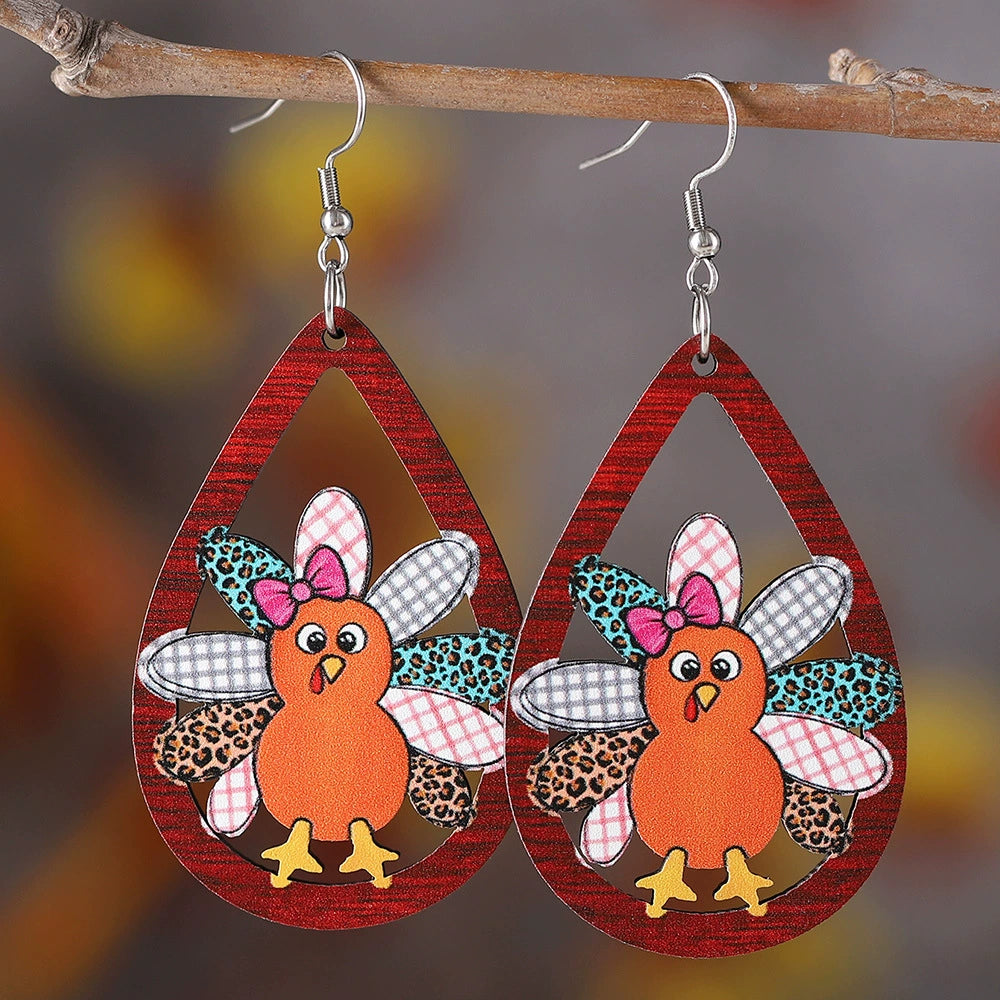 Autumn Harvest Thanksgiving Cute Turkey Earrings