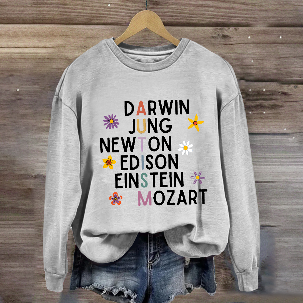 Darwin Jung Newton Einstein Edison Mozart Autism Sweatshirt
